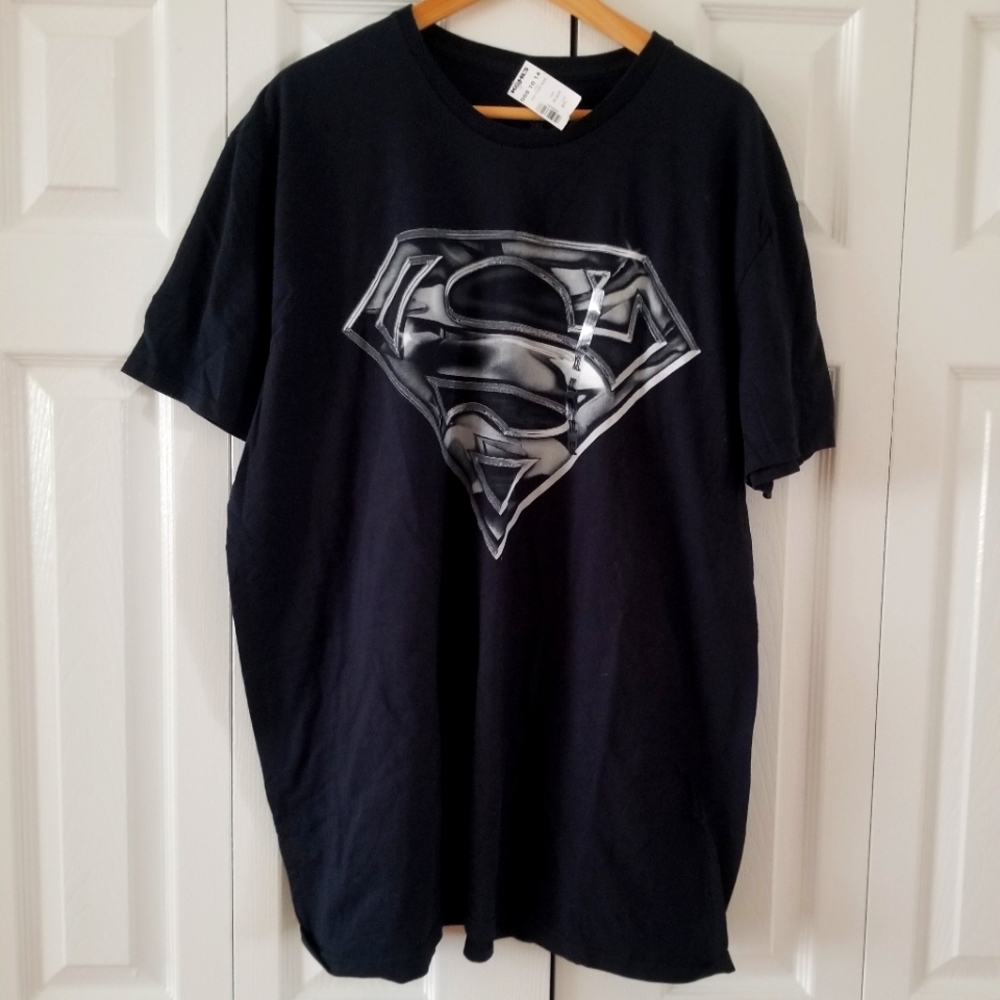Superman Black Short Sleeve 100% Cotton T Shirt Size 2XL